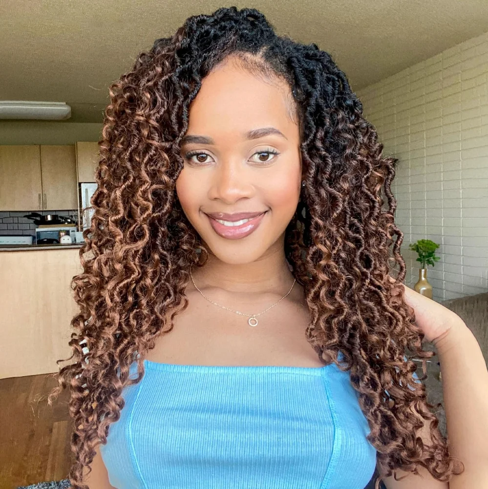 Crochet Hair for Women Crochet locs with Curly Ends (16Inch (Pack of‎ 8)